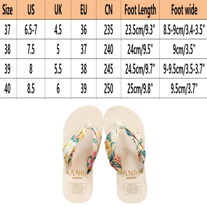 2024 Summer Floral Printing Slippers Women Bohemian Satin Strap Platform Wedge Flip Flops Outdoor Thick Bottom Beach Shoes