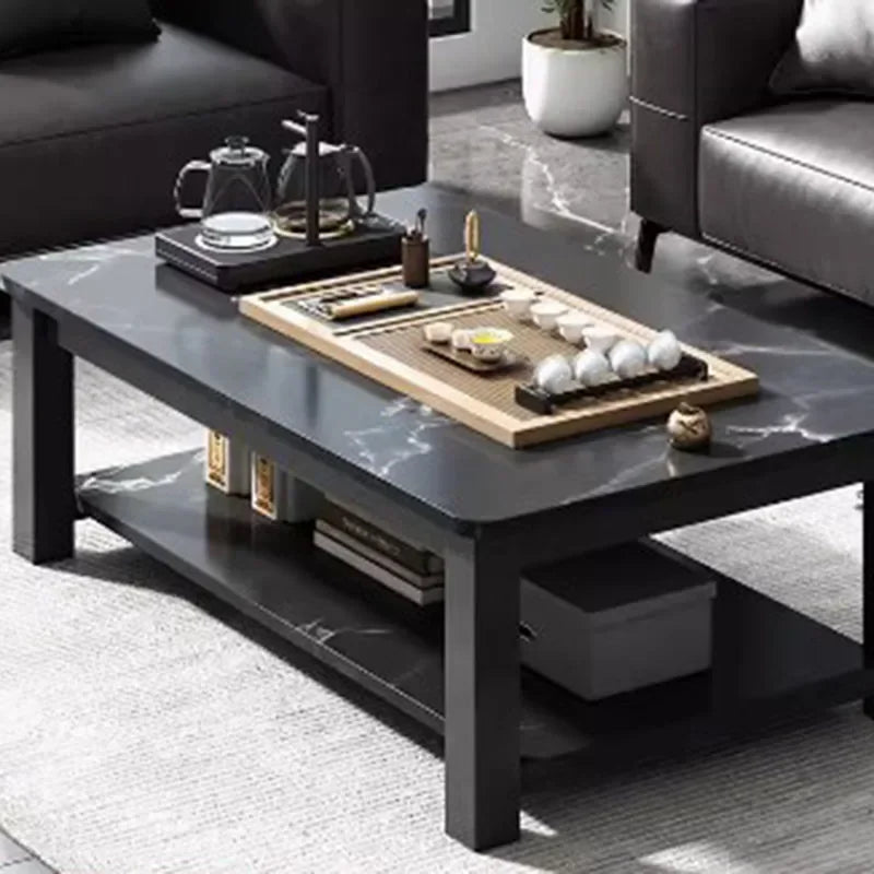 Low Square Black Coffee Table Luxury Modern Design Marble Mobile Coffee Table Nordic Apartamento Mesa Auxiliar Home Furniture