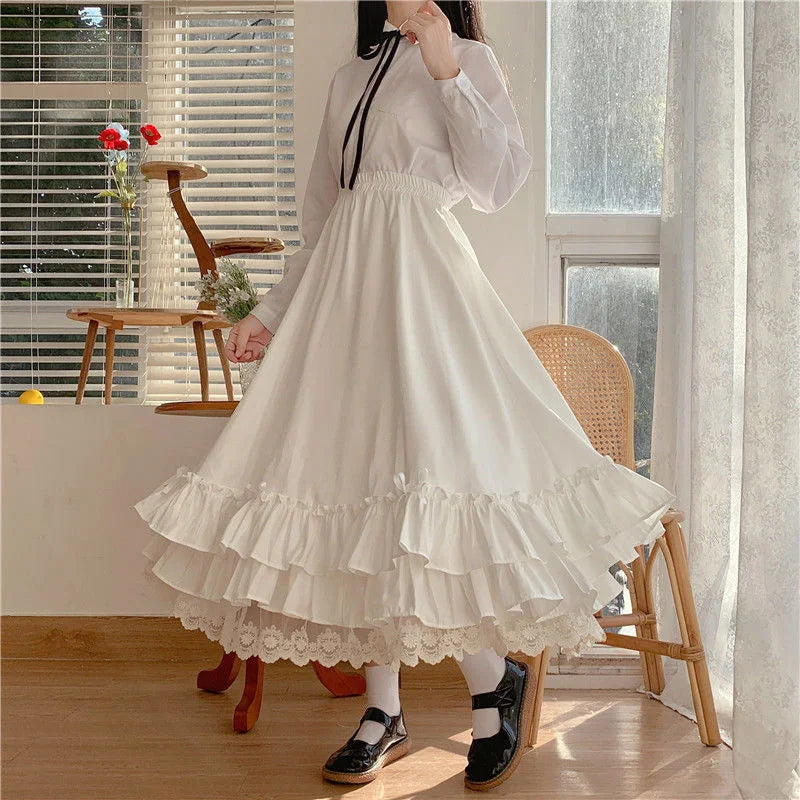 Skirts for Women 2023  White Skirt Japanese Y2k Kawaii Clothes Lolita Skirt Cheap Women's Clothing and Free Shipping Midi Skirt