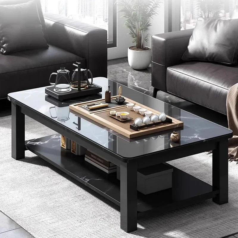 Low Square Black Coffee Table Luxury Modern Design Marble Mobile Coffee Table Nordic Apartamento Mesa Auxiliar Home Furniture