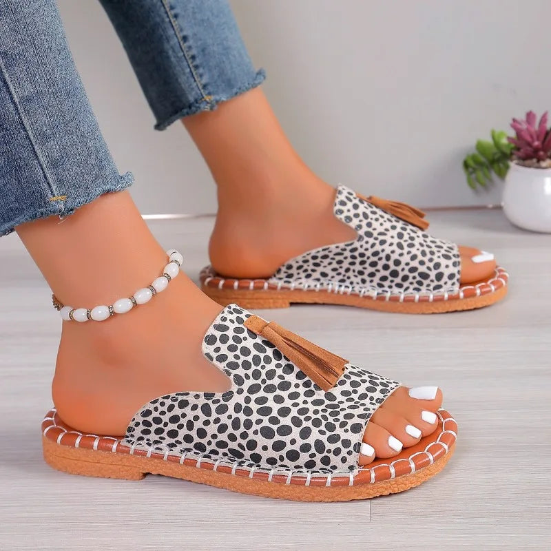 Women's Casual Beach Holiday Slippers 2024 Summer New Fashion Fringe Outdoor Flat Shoes Open Toe Sandals Zapatos De Mujer Slides